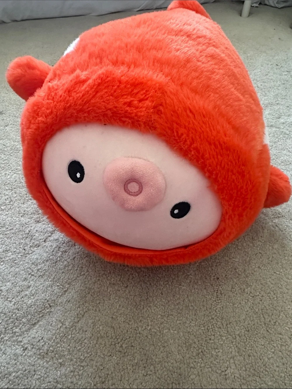 Plush Orange & White Clownfish Pet Toy - Soft Fish Cushion